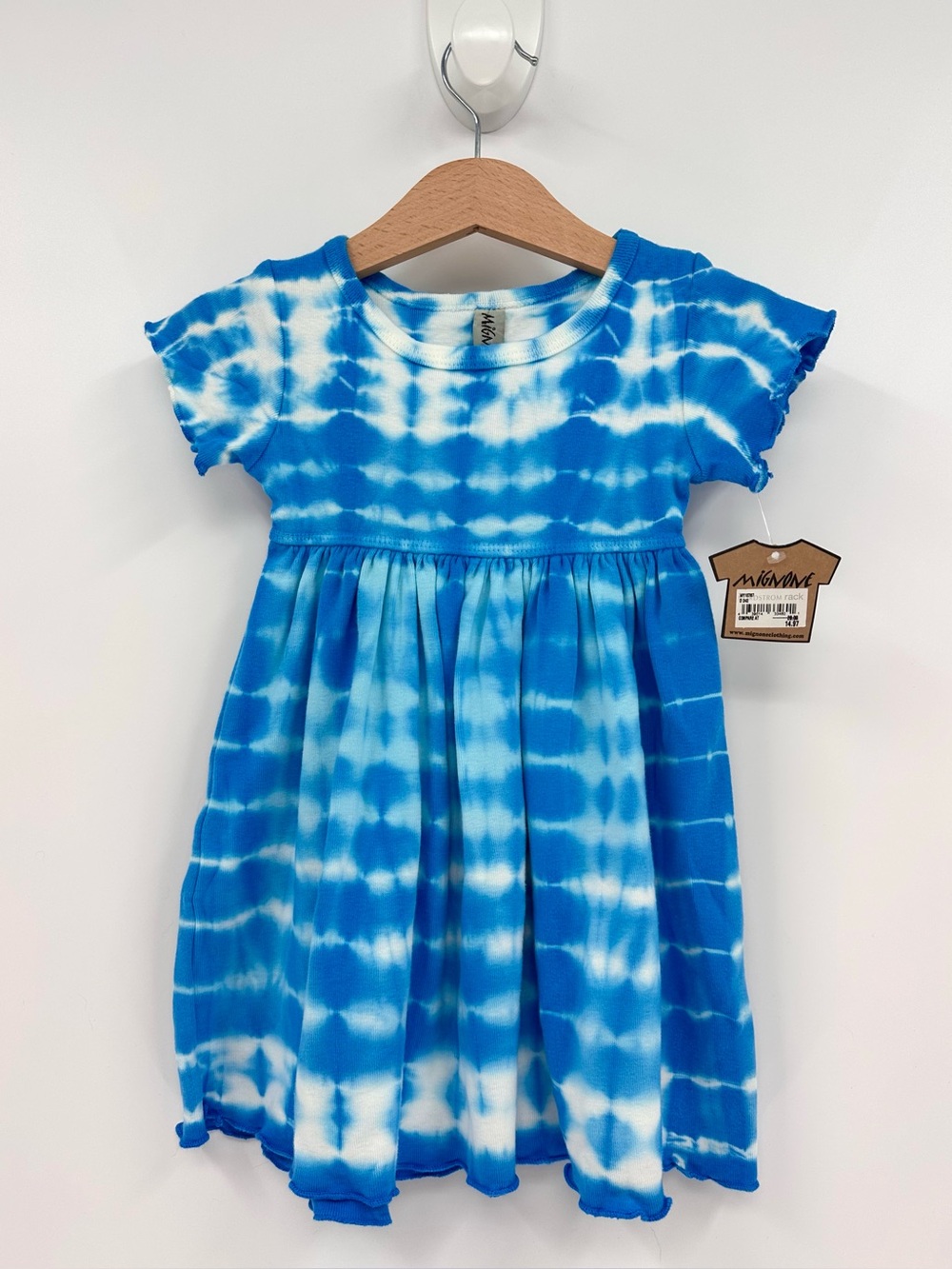 Mignone Blue & White Tie-Dye Baby Dress Size 12 Months NWT